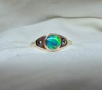 J013 - Black opal & diamond solid gold ring