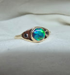 J013 - Black opal & diamond solid gold ring