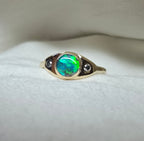 J013 - Black opal & diamond solid gold ring