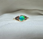 J013 - Black opal & diamond solid gold ring