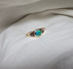 J013 - Black opal & diamond solid gold ring