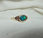 J013 - Black opal & diamond solid gold ring