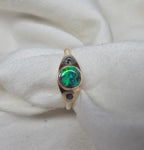 J013 - Black opal & diamond solid gold ring