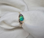 J013 - Black opal & diamond solid gold ring
