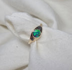 J013 - Black opal & diamond solid gold ring