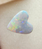 A962 - Glittery large heart cut white opal