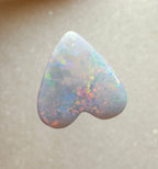 A962 - Glittery large heart cut white opal