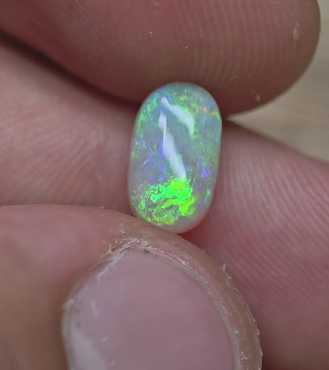 A974 - Green flash medium dome crystal opal
