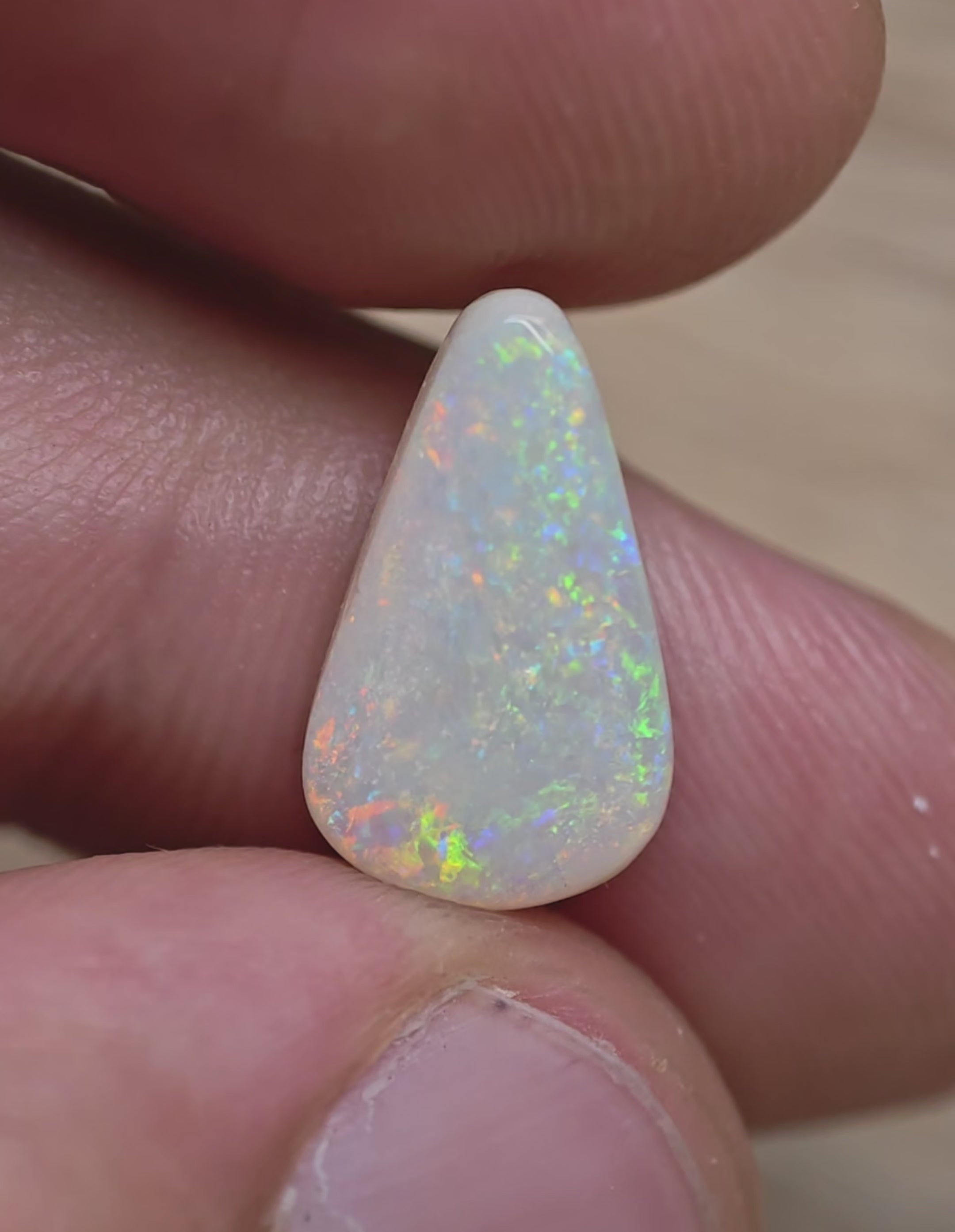 A984 - Large drop cut sparkly white opal